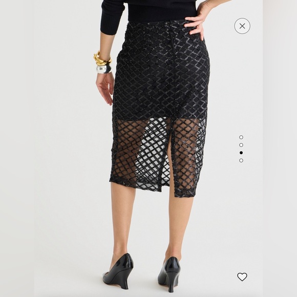 J.Crew Lattice Sequin Pencil Skirt in Black Sz4 - Picture 2 of 7